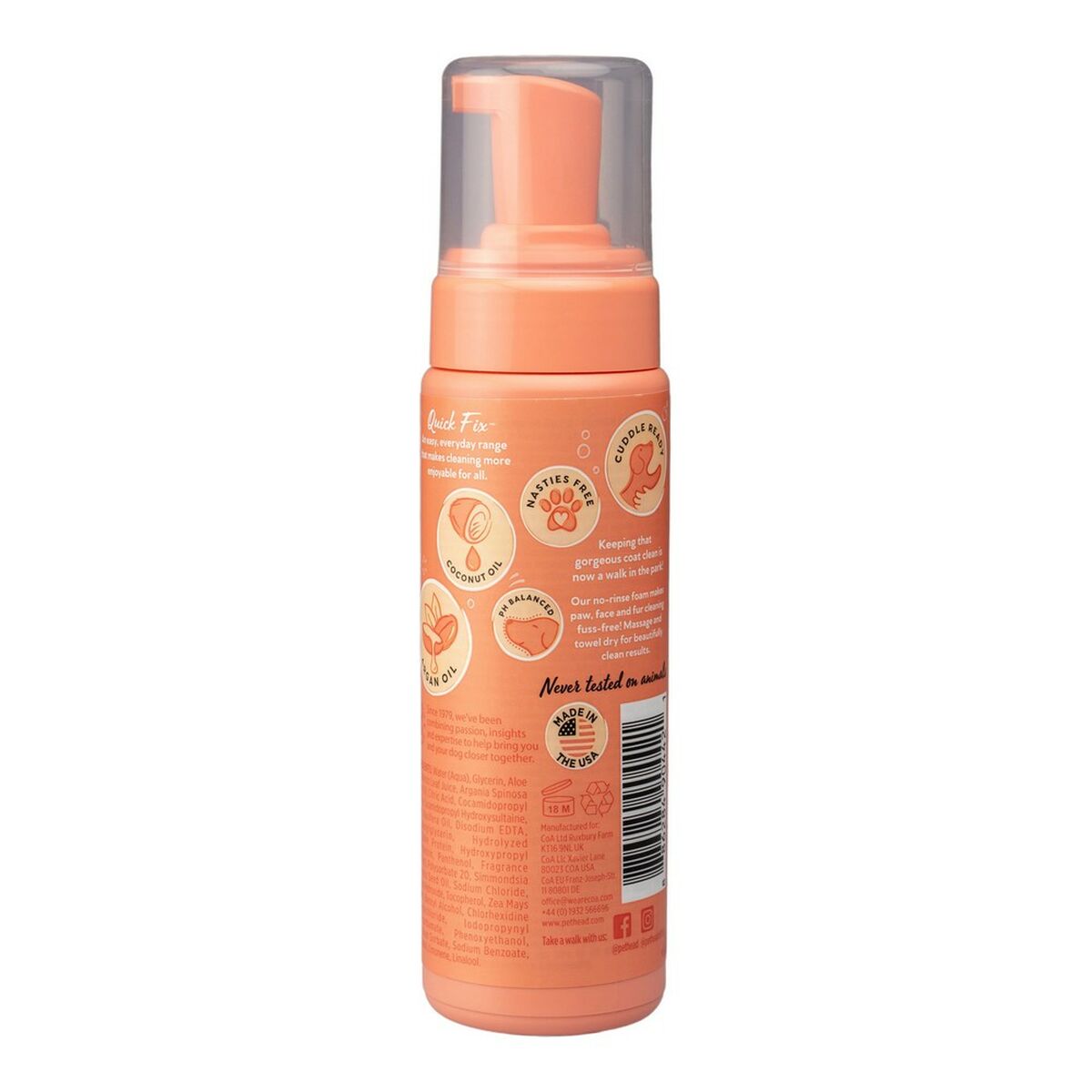 Reinigingsschuim Pet Head Quick Fix Perzik 200 ml Hond